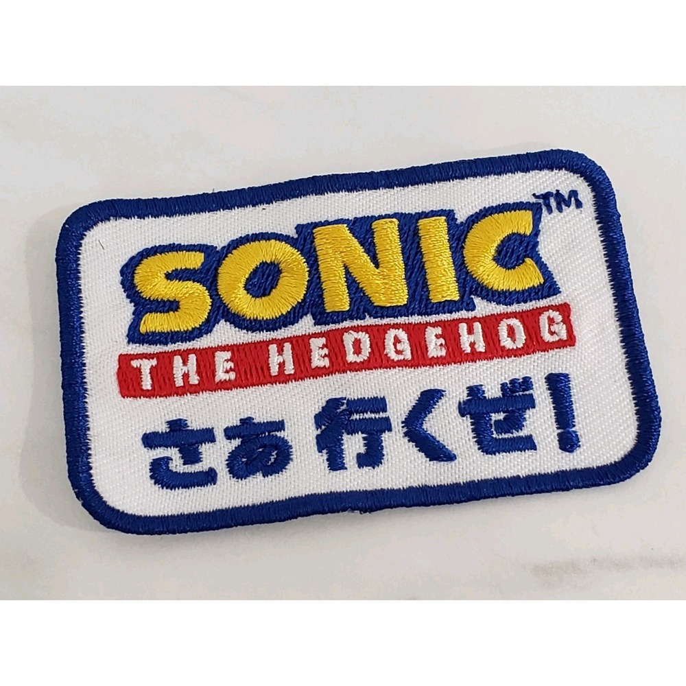 Sega Sonic The Hedgehog Japanese Logo Embroidered Iron On Patch Blue White